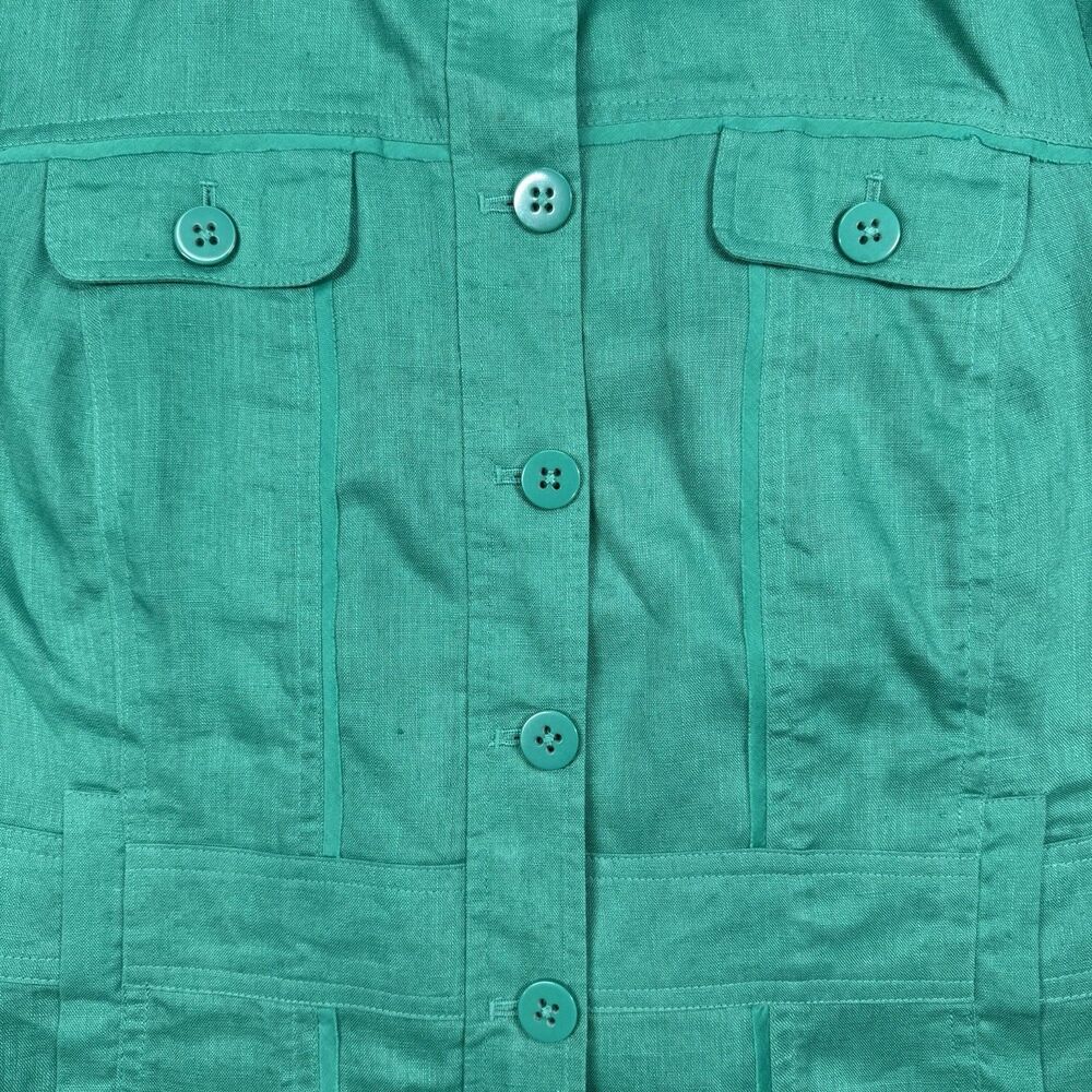 Coldwater Creek Jacket Womens 12 Green Linen Button Front Celebrate Your Spirit - Picture 9 of 9